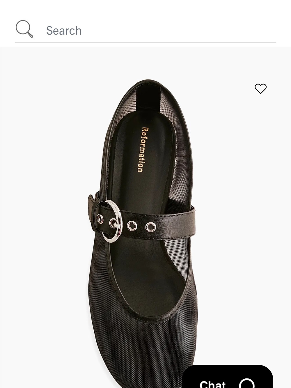 Reformation Bethany Ballet Flat. Mesh with Silver Buckle
